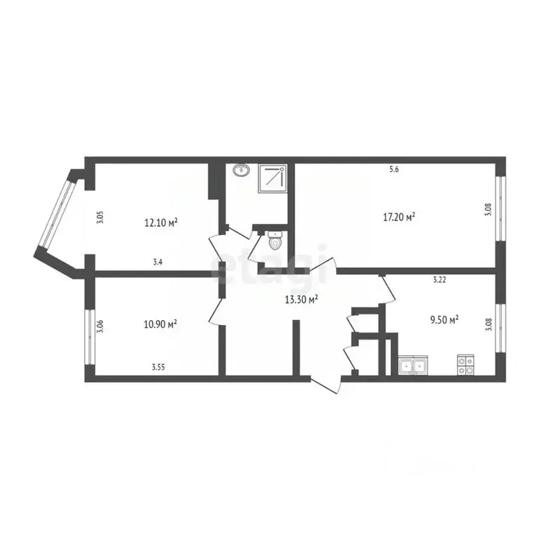 3-к кв. Камчатский край, Петропавловск-Камчатский Дальняя ул., 26/1 ... - Фото 2