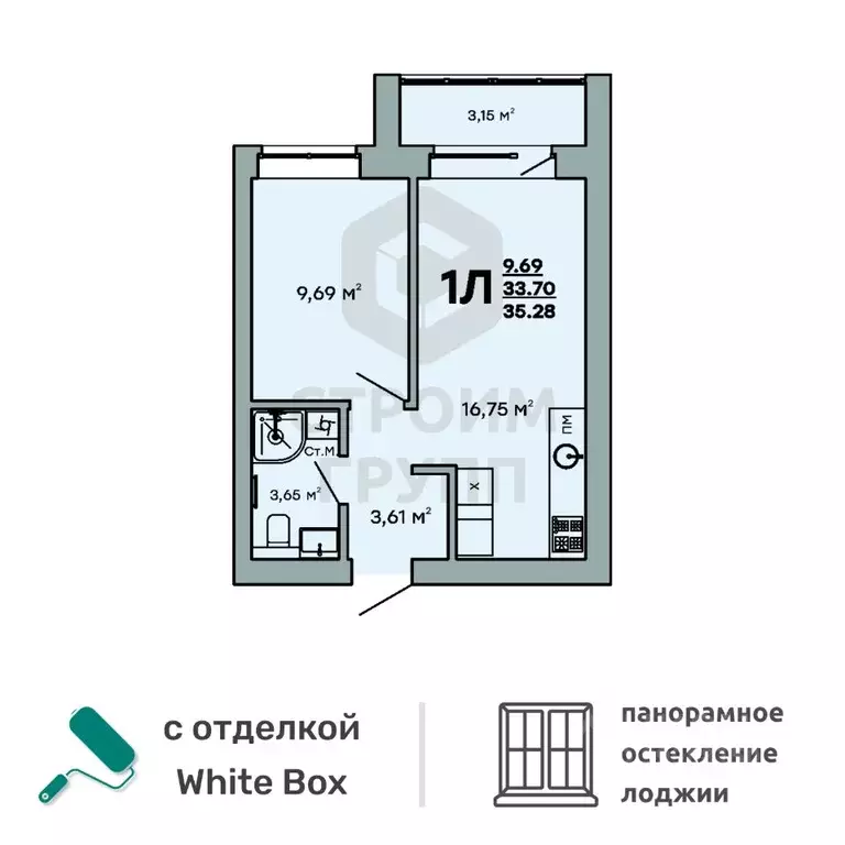 1-к кв. Владимирская область, Ковров ул. Строителей, 43/1 (35.28 м) - Фото 0