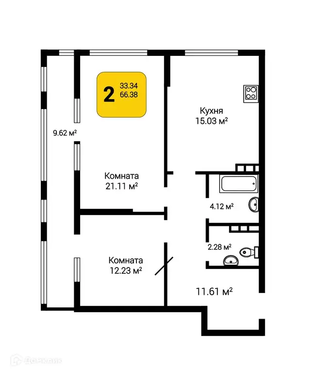 Продаётся 2-к квартира, 69.26 м - Фото 0