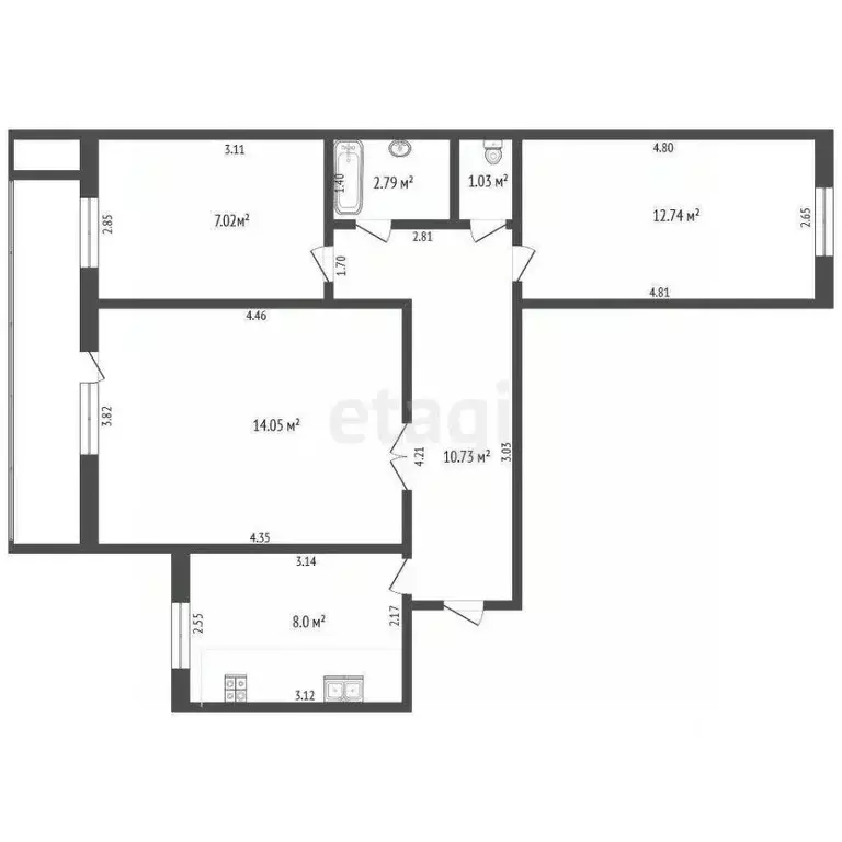 3-к кв. Московская область, Дубна просп. Боголюбова, 29 (61.6 м) - Фото 2