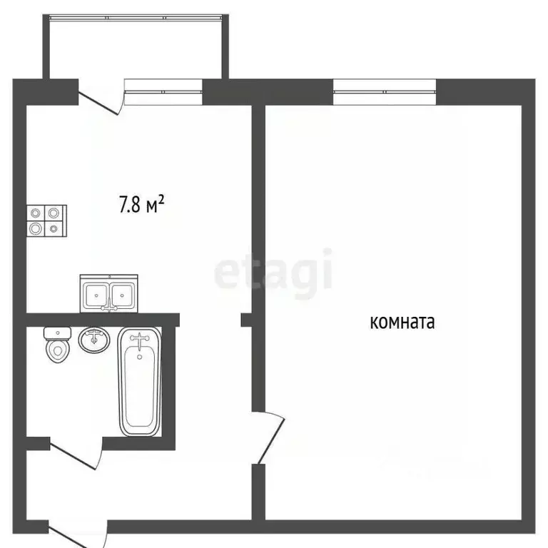 1-к кв. Самарская область, Самара ул. Советской Армии, 98А (34.0 м) - Фото 2