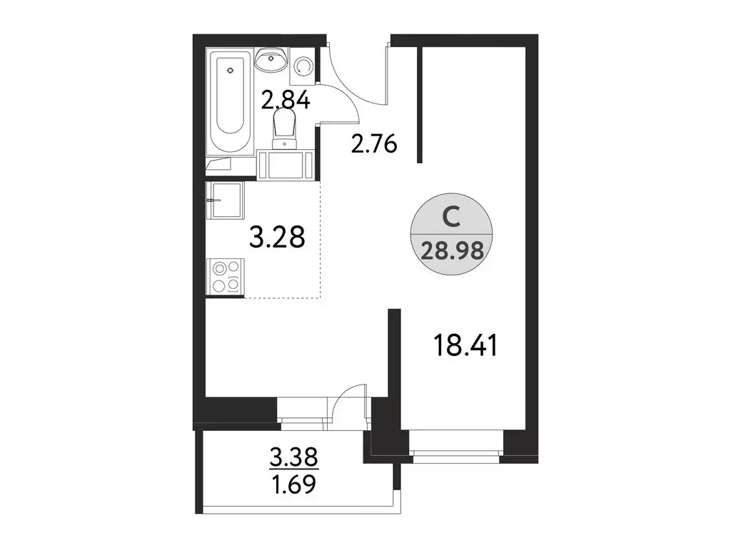 Квартира-студия: Щёлково, Полевая улица, 4Б (28.98 м) - Фото 1