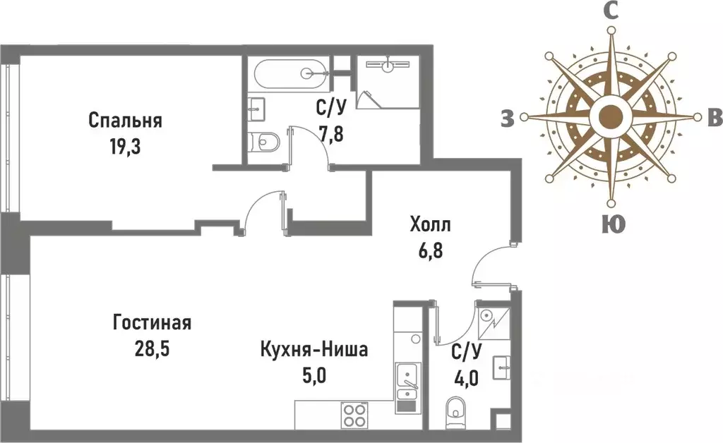 2-к кв. Москва Рубцовско-Дворцовая ул., 4 (71.4 м) - Фото 0