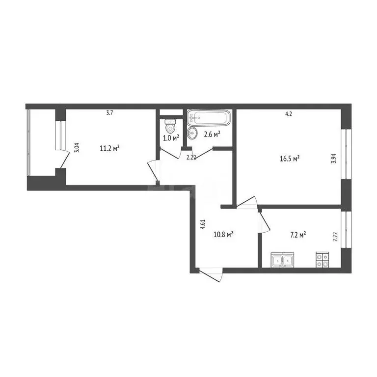 2-комнатная квартира: Петрозаводск, Питкярантская улица, 4 (49.3 м) - Фото 1