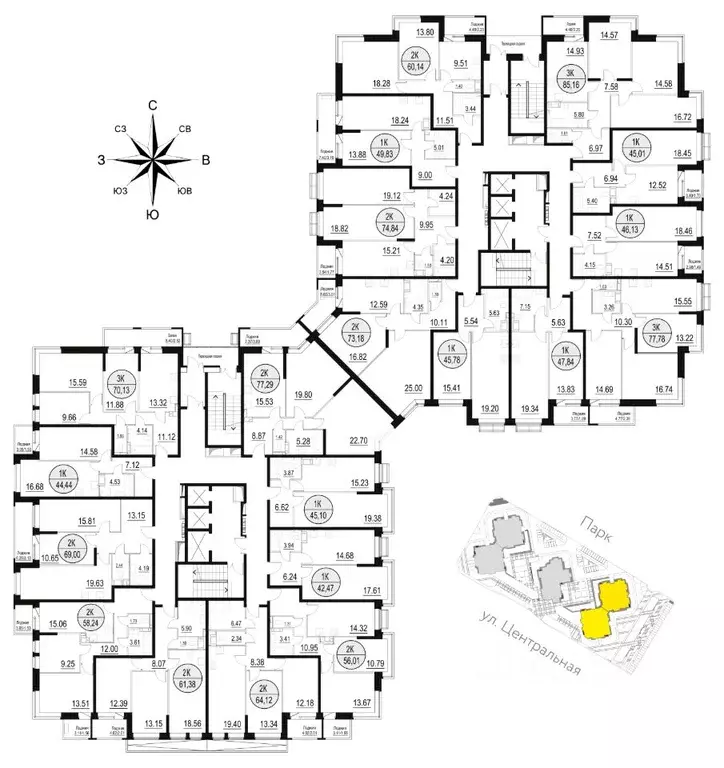 3-к кв. Московская область, Щелково Центральная ул., 65 (70.13 м) - Фото 1