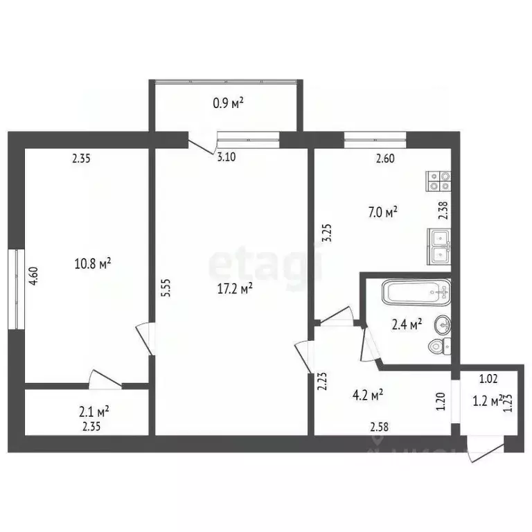 2-к кв. Крым, Евпатория просп. Победы, 15 (44.9 м) - Фото 2