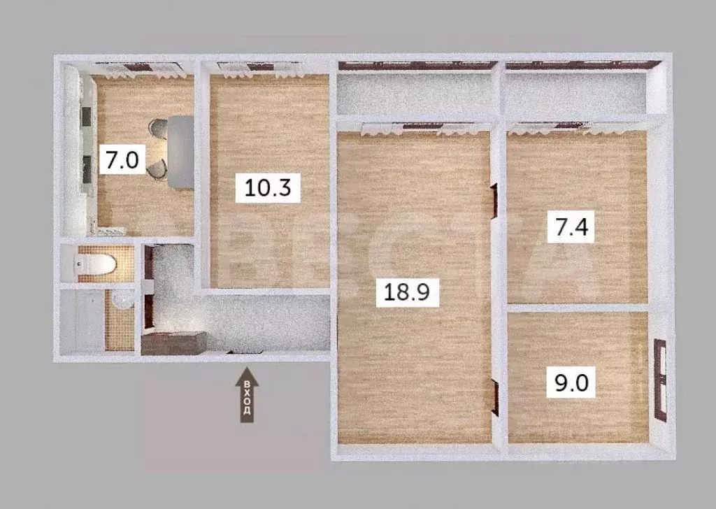 4-к кв. Омская область, Омск Заозерный мкр, просп. Менделеева, 33 ... - Фото 2