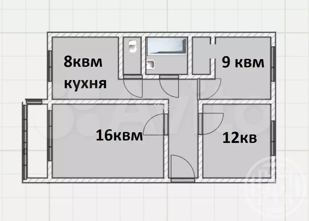 3-к. квартира, 57 м, 5/5 эт. - Фото 0