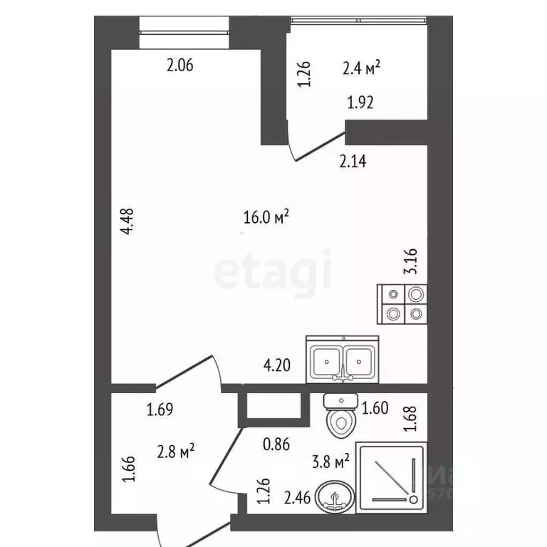 Студия Ленинградская область, Мурино Всеволожский район, ул. ... - Фото 2