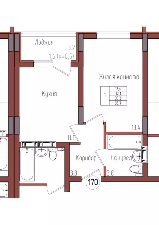 1-комнатная квартира: Калининград, Центральный район (33.7 м) - Фото 0