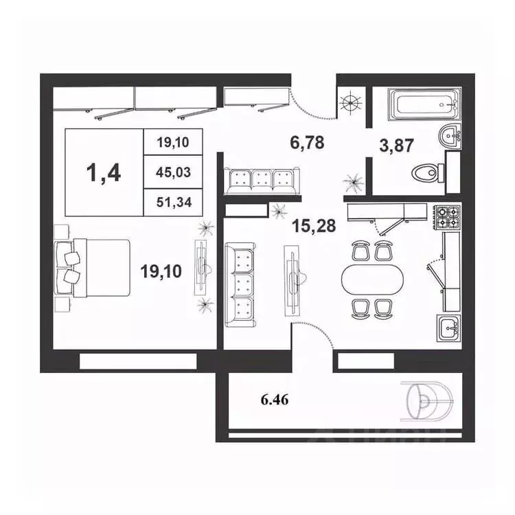 1-к кв. Новгородская область, Великий Новгород ул. Королева, 22к2 ... - Фото 0
