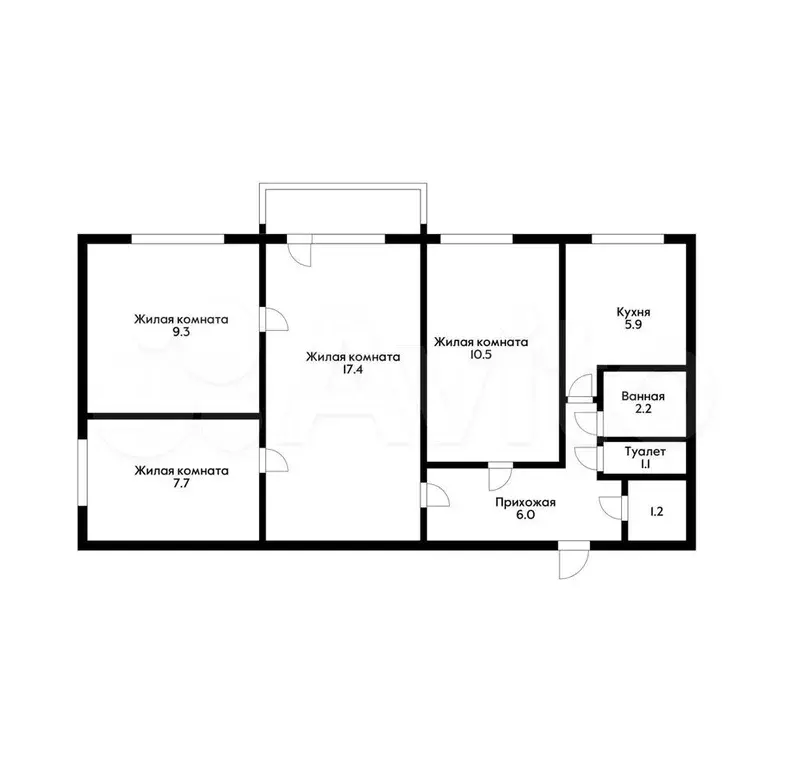 4-к. квартира, 61 м, 2/5 эт. - Фото 0