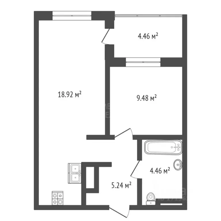 1-к кв. Тюменская область, Тюмень ул. Краснооктябрьская, 8 (38.4 м) - Фото 2