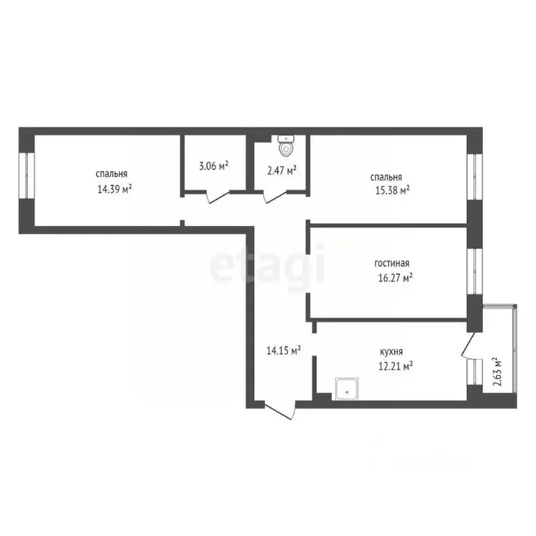 3-к кв. Красноярский край, Красноярск ул. 78-й Добровольческой ... - Фото 2