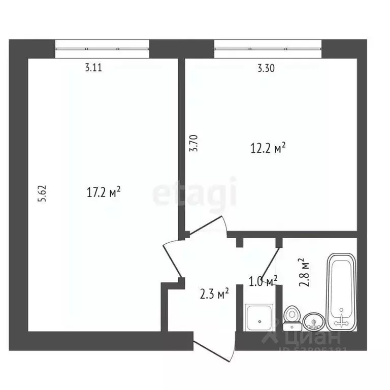 2-к кв. Ростовская область, Ростов-на-Дону Магнитогорская ул., 1 (40.5 ... - Фото 2