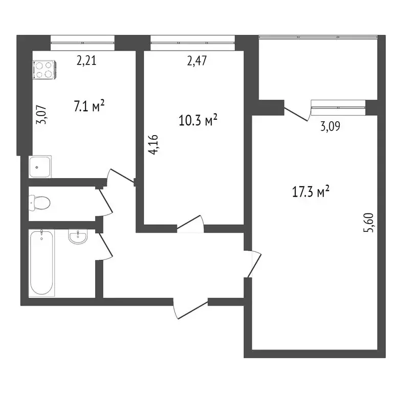 2-комнатная квартира: Омск, улица Ватутина, 4 (44.6 м) - Фото 0