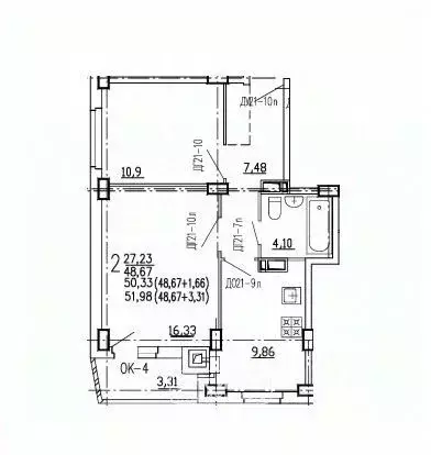 2-к кв. Курская область, Курск ул. 2-я Агрегатная, 57А (51.98 м) - Фото 0