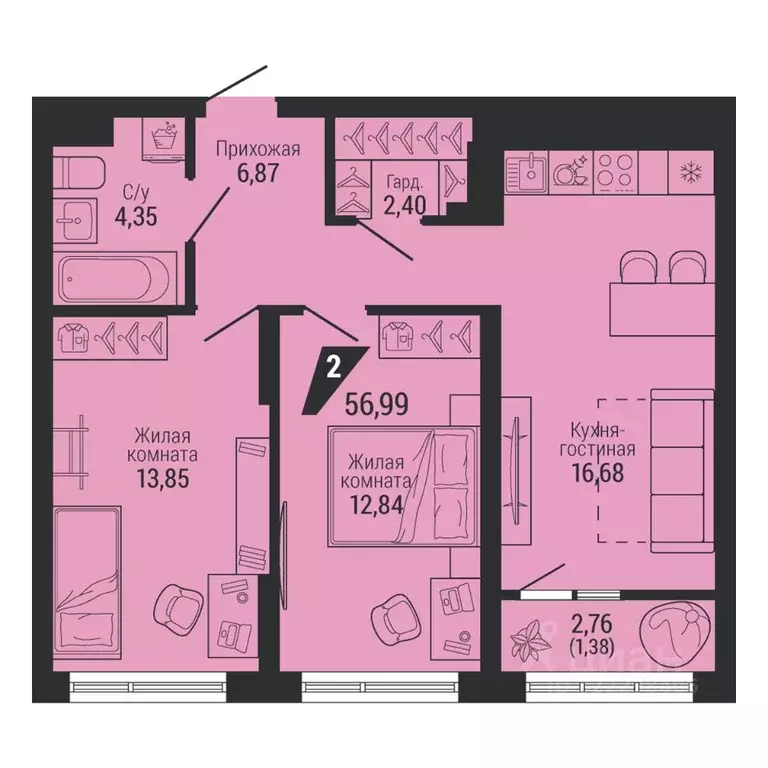 2-к кв. Свердловская область, Екатеринбург ул. 22-го Партсъезда, 10 ... - Фото 1