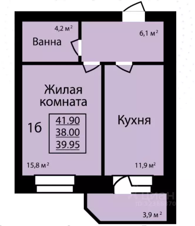 1-к кв. Тамбовская область, Тамбов ул. Имени С.И. Савостьянова, 3 ... - Фото 1