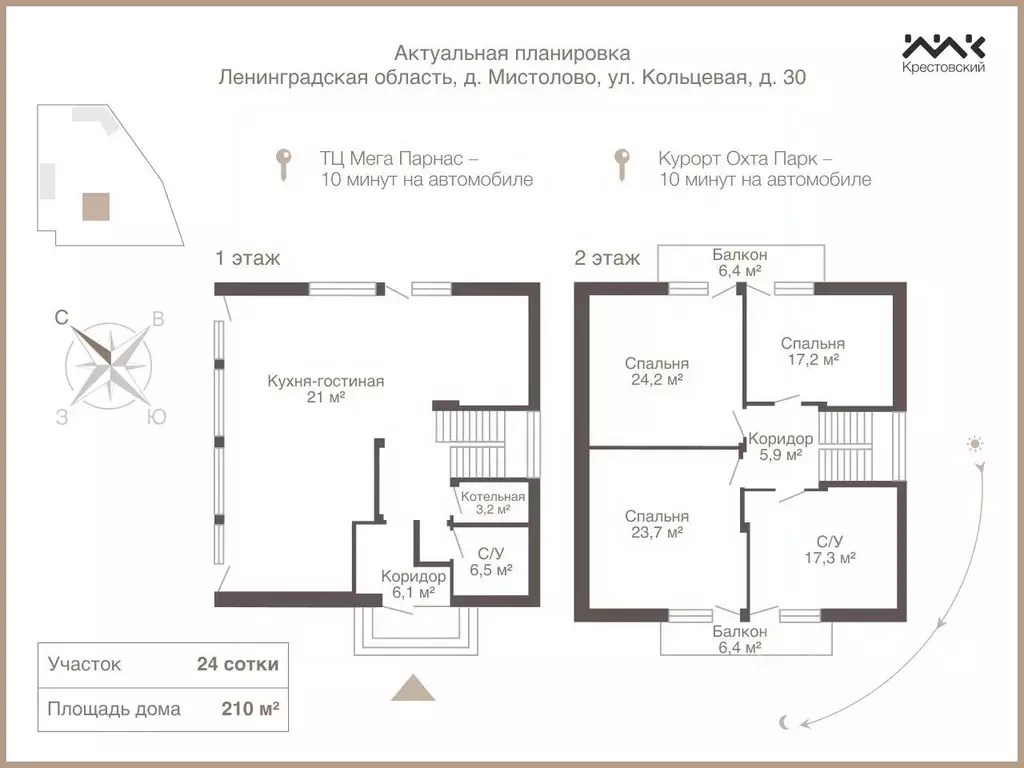 Коттедж в Ленинградская область, Всеволожский район, Бугровское ... - Фото 2