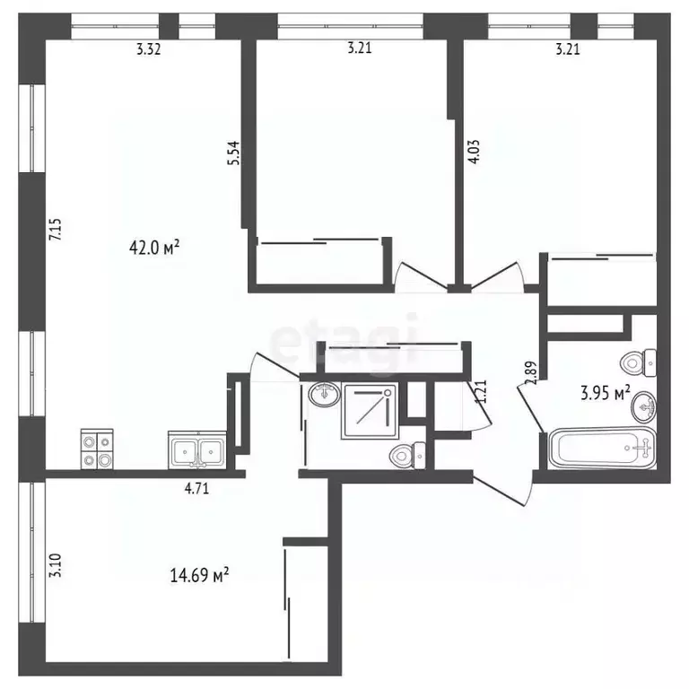 3-к кв. Тюменская область, Тюмень ул. Тимофея Чаркова, 87 (82.5 м) - Фото 2