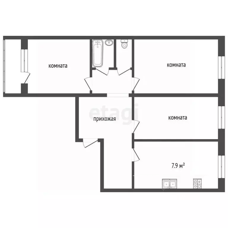 3-к кв. Московская область, Раменское ул. Левашова, 27 (64.5 м) - Фото 2