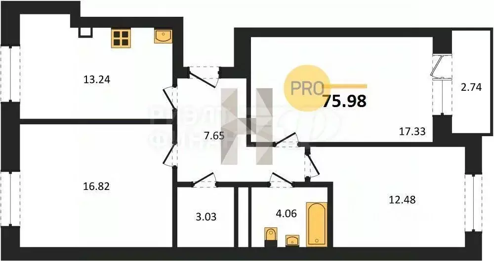 2-к кв. Калининградская область, Калининград Петровский мкр,  (60.44 ... - Фото 1