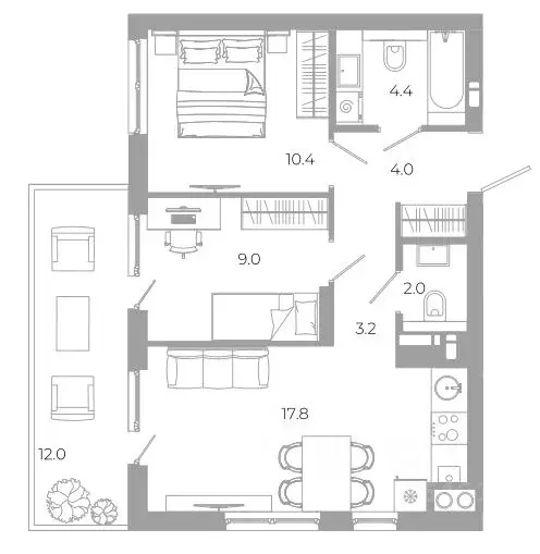 2-к кв. Астраханская область, Астрахань ул. Космонавтов, 18 с/1 (62.8 ... - Фото 0