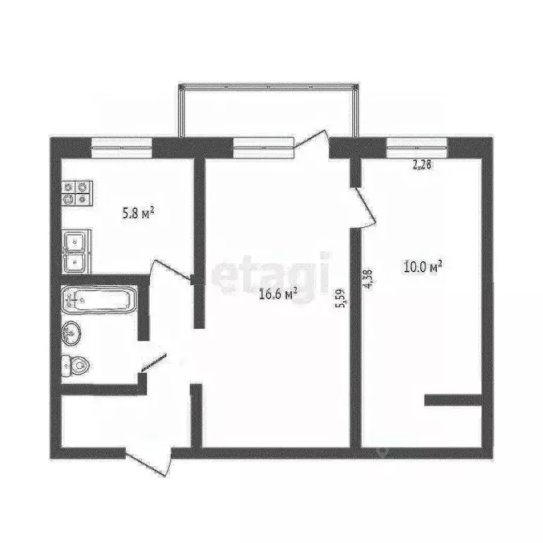 2-к кв. Вологодская область, Вологда наб. 6-й Армии, 197 (42.0 м) - Фото 2