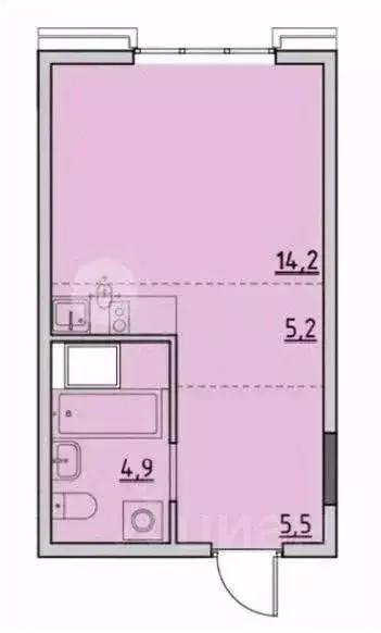 Студия Иркутская область, Иркутск Напольная ул., 59 (15.3 м) - Фото 2