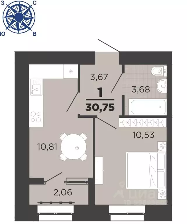1-к кв. Рязанская область, Рязань ул. Семчинская, 8 (30.75 м) - Фото 1