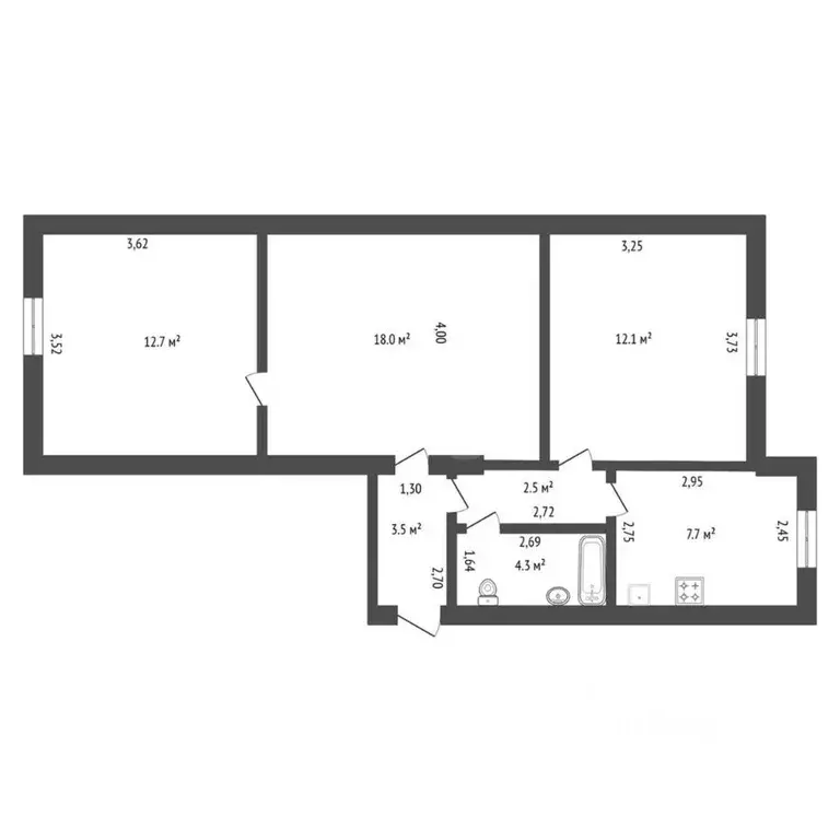 3-к кв. Амурская область, Благовещенск ул. Шевченко, 17 (60.8 м) - Фото 2