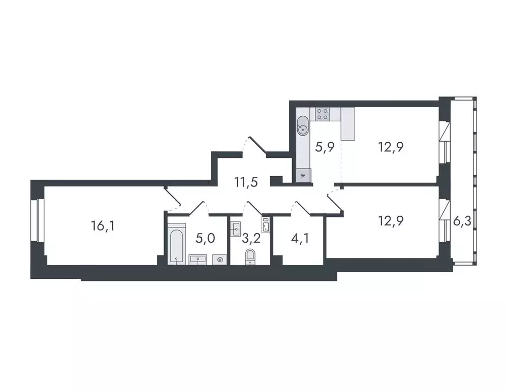 3-комнатная квартира: Киров, Чистопрудненская улица, 13 (77.9 м) - Фото 0