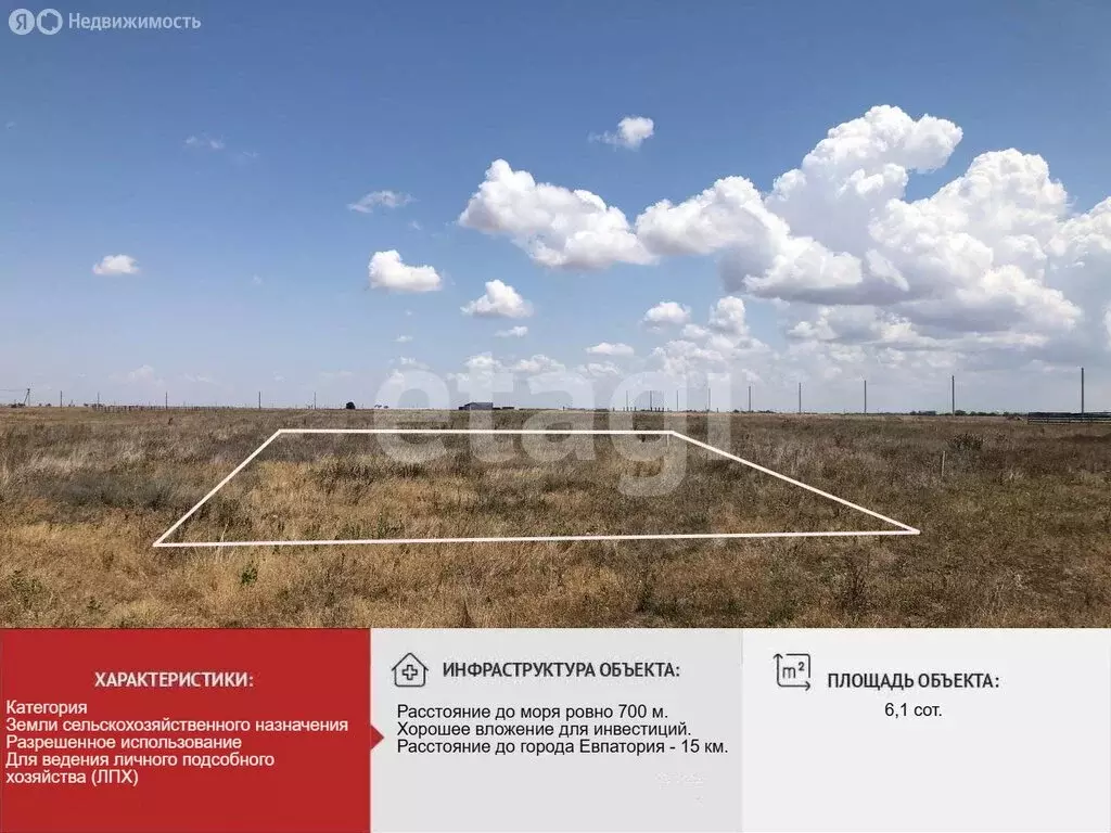 Участок в Сакский район, село Штормовое (6.1 м) - Фото 2