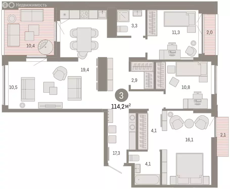 3-комнатная квартира: Екатеринбург, улица Гастелло, 19А (114.24 м) - Фото 2