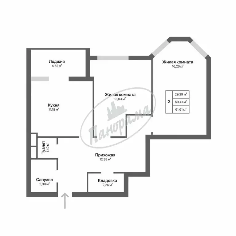 2-комнатная квартира: Калуга, улица Серафима Туликова, 4 (65 м) - Фото 1