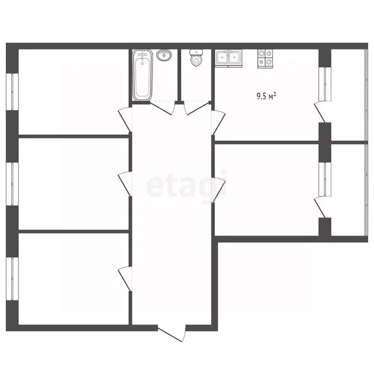 4-к кв. Смоленская область, Смоленск ул. Попова, 138 (85.4 м) - Фото 0