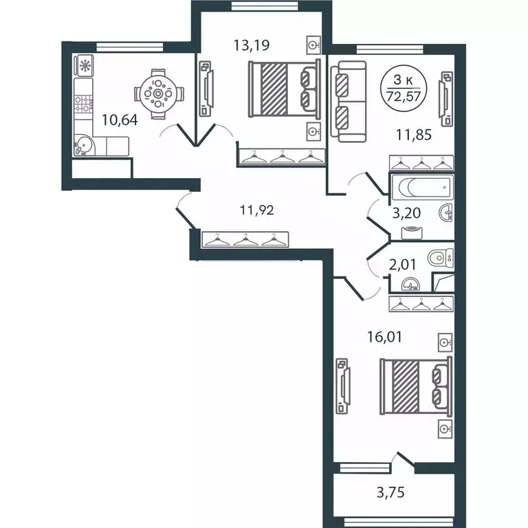 3-комнатная квартира: Тверь, ул. Левитана (72.57 м) - Фото 0