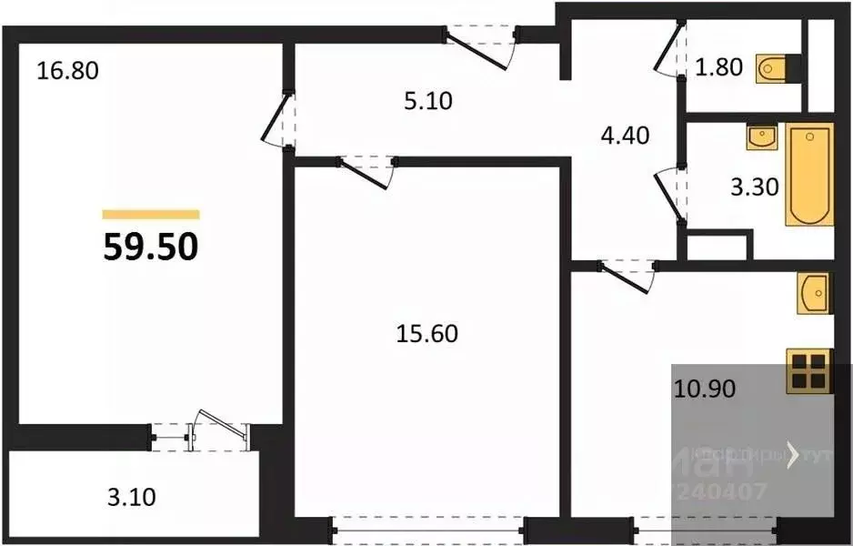 2-к кв. Воронежская область, Воронеж ул. Пескова, 8 (59.5 м) - Фото 0