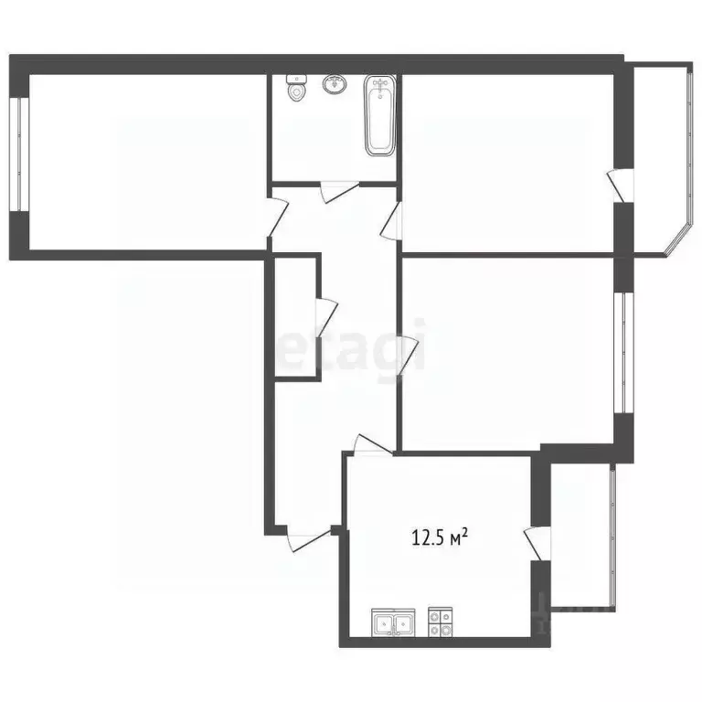 3-к кв. Санкт-Петербург просп. Маршала Блюхера, 7к1 (79.4 м) - Фото 2