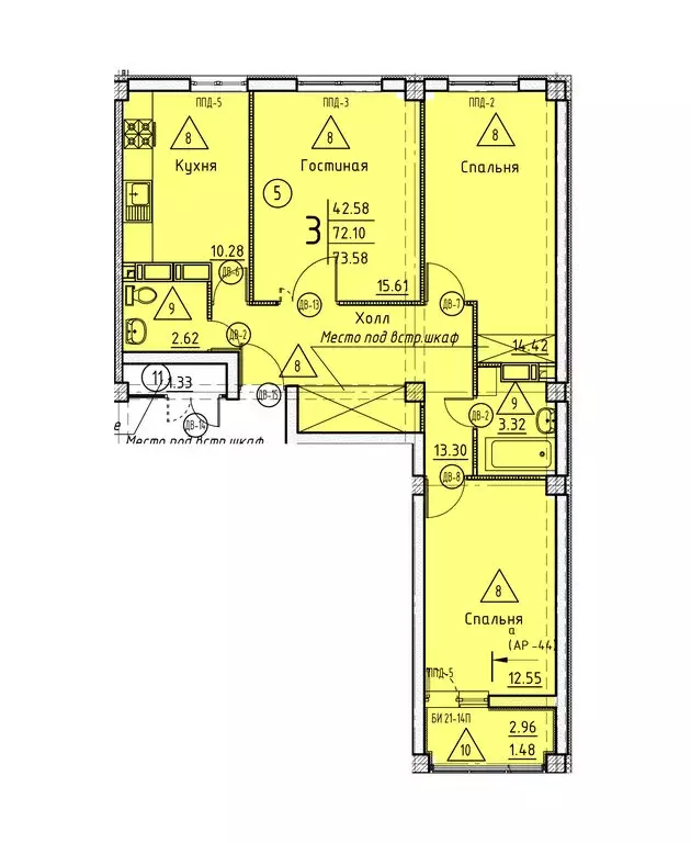 3-комнатная квартира: Пенза, улица Генерала Глазунова, 11 (73.58 м) - Фото 0