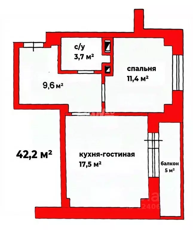 1-к кв. Челябинская область, Челябинск ул. 40-летия Победы, 3 (42.0 м) - Фото 1