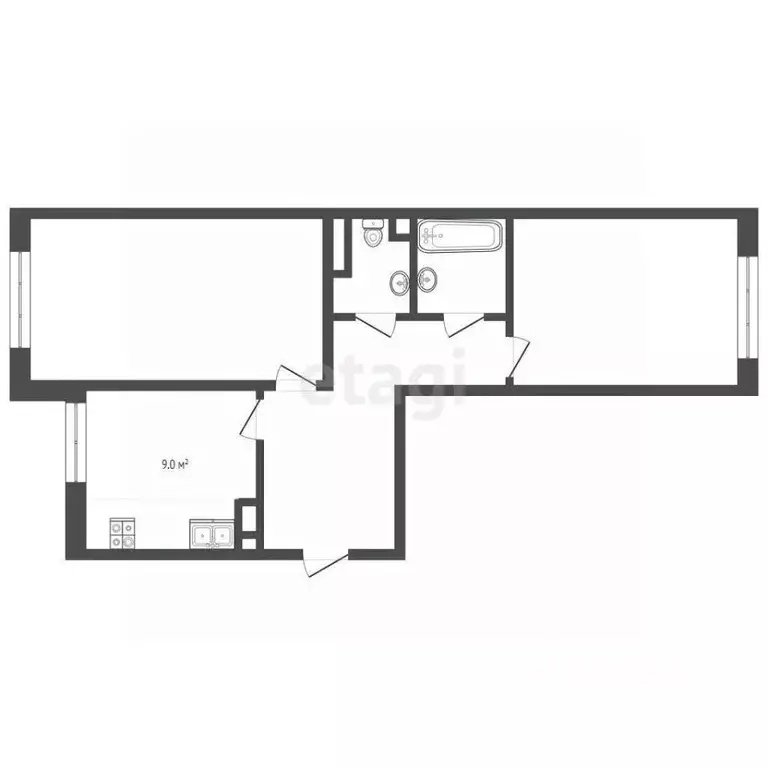 2-к кв. Ямало-Ненецкий АО, Ноябрьск ул. Цоя, 3В (56.1 м) - Фото 1