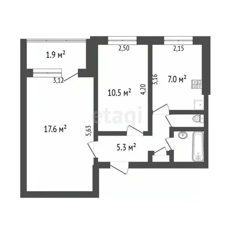 2-к кв. Омская область, Омск ул. 5-я Северная, 193/1 (44.0 м) - Фото 0