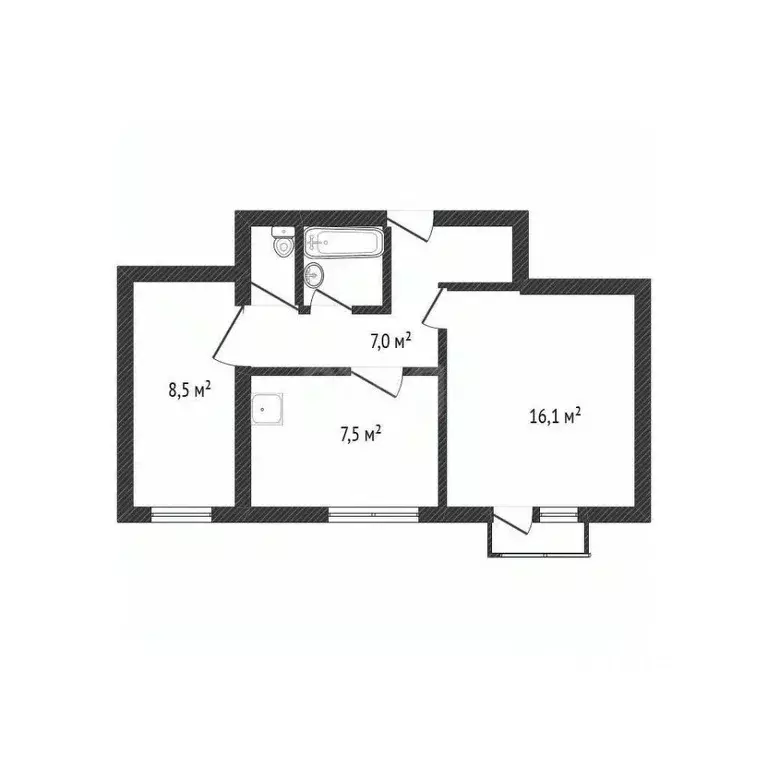 2-к кв. Новосибирская область, Новосибирск Большая ул., 678 (42.8 м) - Фото 1