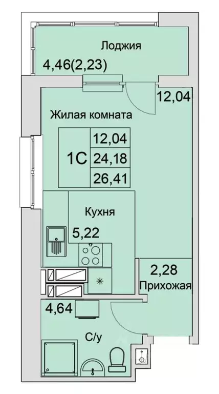 Студия Ростовская область, Батайск  (26.41 м) - Фото 0