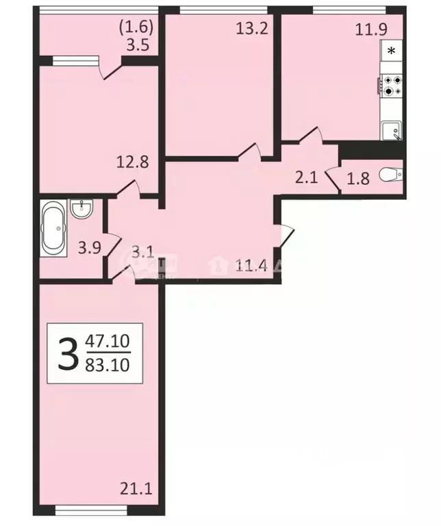 3-к кв. Воронежская область, Воронеж ул. Загоровского, 9/2 (82.5 м) - Фото 0