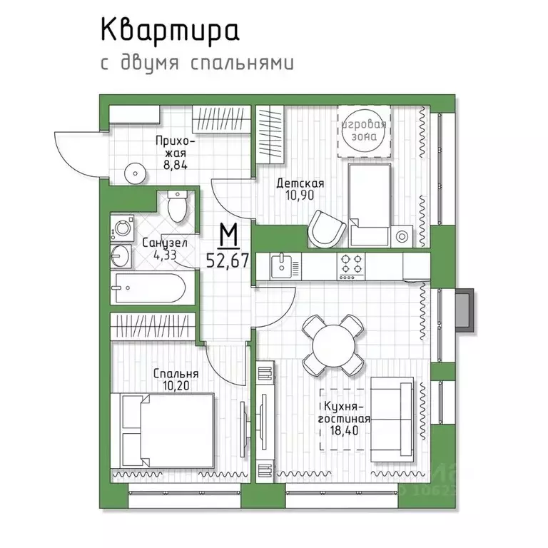 2-к кв. Тульская область, Тула городской округ, пос. Молодежный 5 ... - Фото 0