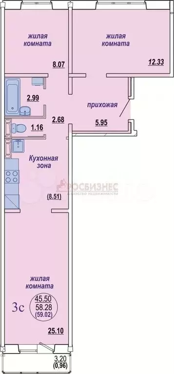 Квартира-студия, 59 м, 5/10 эт. - Фото 0