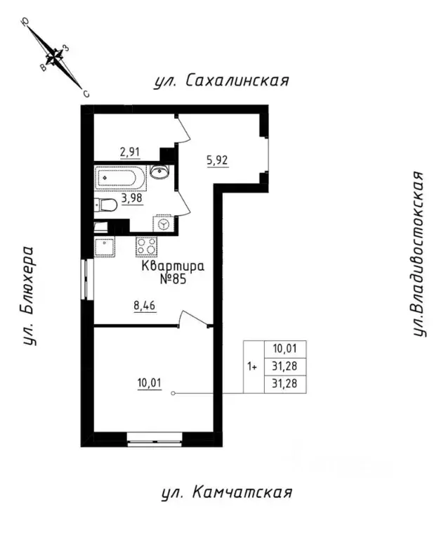 Студия Свердловская область, Екатеринбург ул. Кронштадтская (31.28 м) - Фото 0